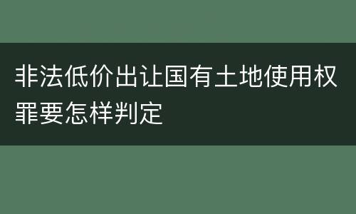 非法低价出让国有土地使用权罪要怎样判定