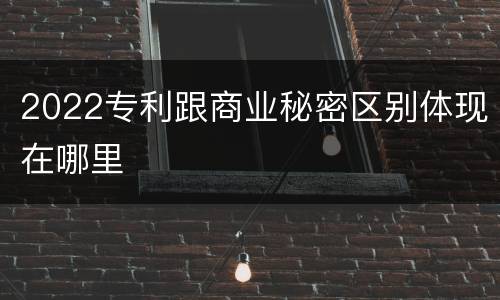 2022专利跟商业秘密区别体现在哪里