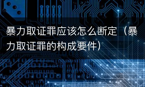 暴力取证罪应该怎么断定（暴力取证罪的构成要件）