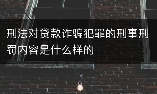 刑法对贷款诈骗犯罪的刑事刑罚内容是什么样的