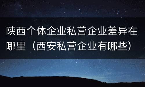 陕西个体企业私营企业差异在哪里（西安私营企业有哪些）