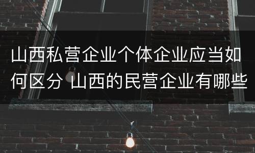 山西私营企业个体企业应当如何区分 山西的民营企业有哪些