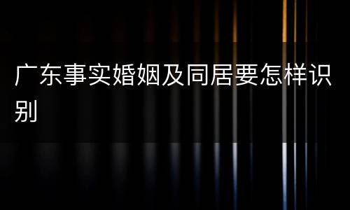 广东事实婚姻及同居要怎样识别