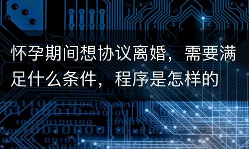 怀孕期间想协议离婚，需要满足什么条件，程序是怎样的
