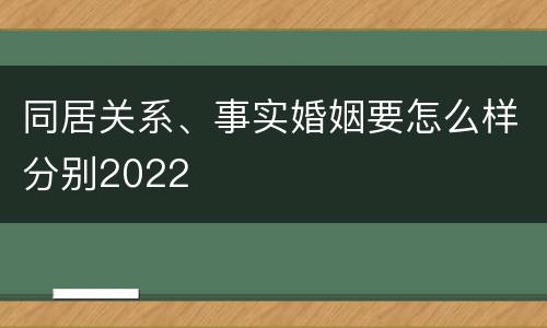 同居关系、事实婚姻要怎么样分别2022