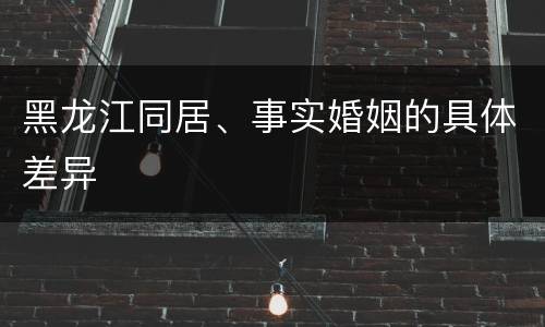 黑龙江同居、事实婚姻的具体差异