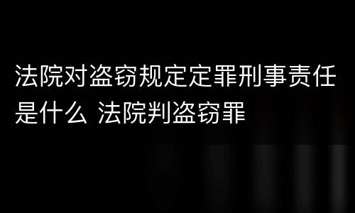 法院对盗窃规定定罪刑事责任是什么 法院判盗窃罪