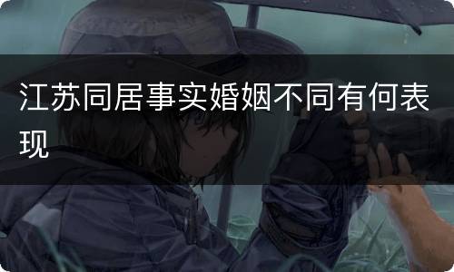江苏同居事实婚姻不同有何表现