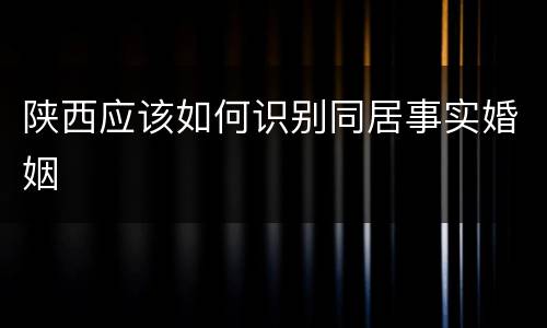 陕西应该如何识别同居事实婚姻