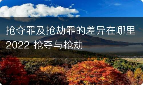 抢夺罪及抢劫罪的差异在哪里2022 抢夺与抢劫