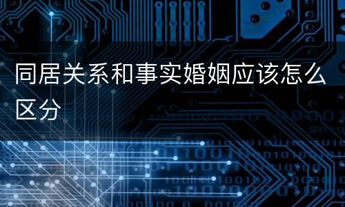同居关系和事实婚姻应该怎么区分