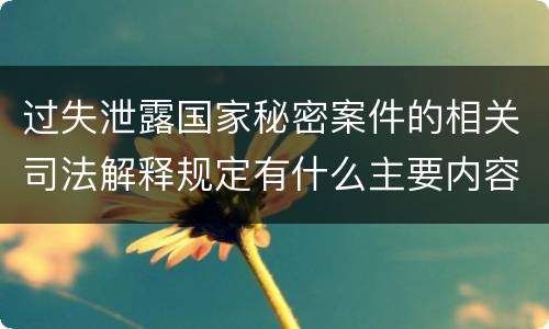 过失泄露国家秘密案件的相关司法解释规定有什么主要内容