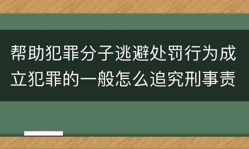 帮助犯罪分子逃避处罚行为成立犯罪的一般怎么追究刑事责任