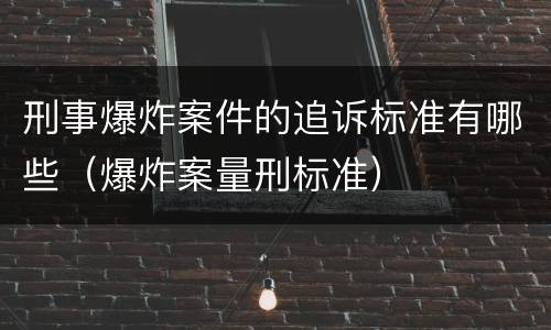 刑事爆炸案件的追诉标准有哪些（爆炸案量刑标准）
