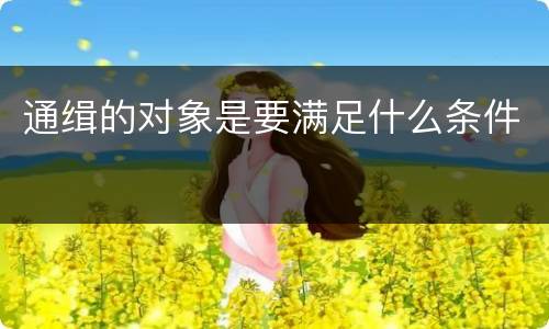 通缉的对象是要满足什么条件