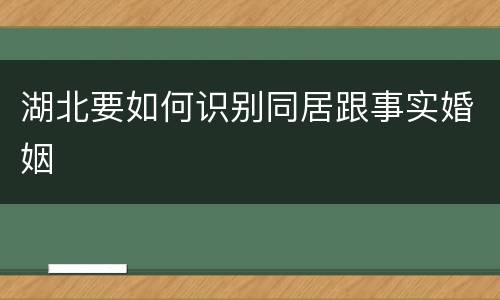 湖北要如何识别同居跟事实婚姻