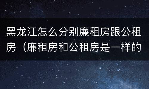 黑龙江怎么分别廉租房跟公租房（廉租房和公租房是一样的吗）