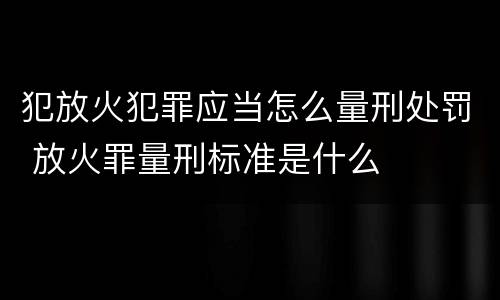 犯放火犯罪应当怎么量刑处罚 放火罪量刑标准是什么