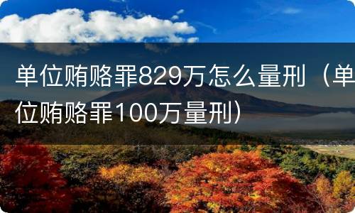 单位贿赂罪829万怎么量刑（单位贿赂罪100万量刑）