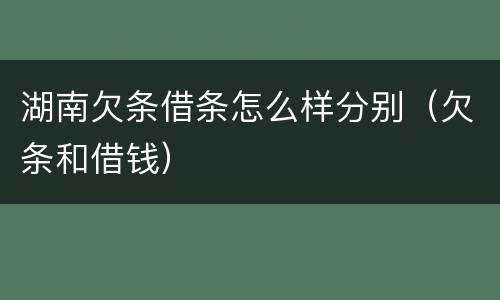 湖南欠条借条怎么样分别（欠条和借钱）