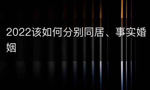 2022该如何分别同居、事实婚姻