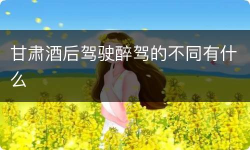 甘肃酒后驾驶醉驾的不同有什么