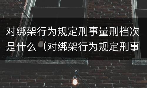 对绑架行为规定刑事量刑档次是什么（对绑架行为规定刑事量刑档次是什么处罚）