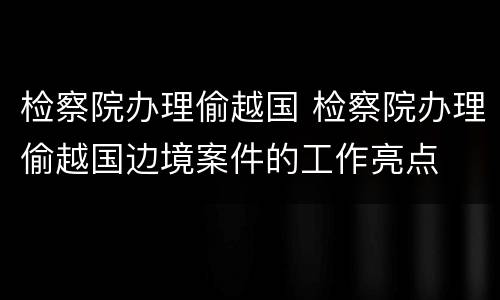 检察院办理偷越国 检察院办理偷越国边境案件的工作亮点