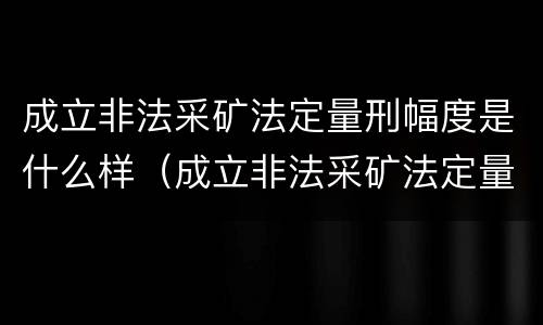 成立非法采矿法定量刑幅度是什么样（成立非法采矿法定量刑幅度是什么样的）