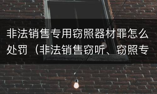 非法销售专用窃照器材罪怎么处罚（非法销售窃听、窃照专用器材罪）