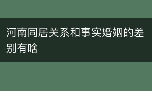 河南同居关系和事实婚姻的差别有啥