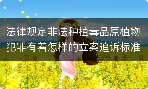法律规定非法种植毒品原植物犯罪有着怎样的立案追诉标准
