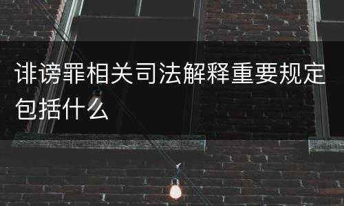 诽谤罪相关司法解释重要规定包括什么