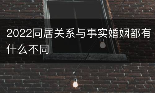 2022同居关系与事实婚姻都有什么不同