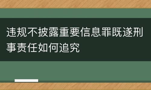 违规不披露重要信息罪既遂刑事责任如何追究