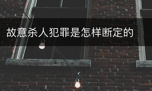 故意杀人犯罪是怎样断定的