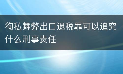 徇私舞弊出口退税罪可以追究什么刑事责任