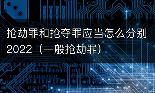 抢劫罪和抢夺罪应当怎么分别2022（一般抢劫罪）