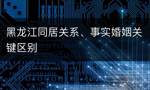 黑龙江同居关系、事实婚姻关键区别