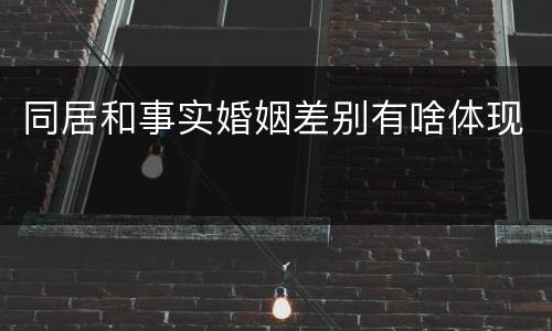 同居和事实婚姻差别有啥体现