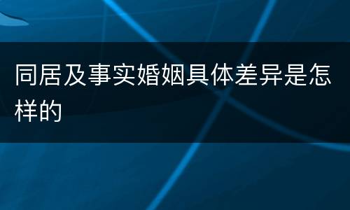 同居及事实婚姻具体差异是怎样的