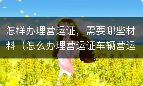 怎样办理营运证，需要哪些材料（怎么办理营运证车辆营运证）