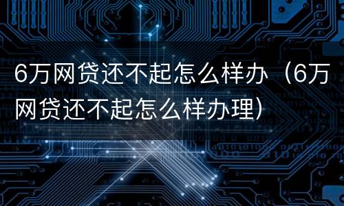 6万网贷还不起怎么样办（6万网贷还不起怎么样办理）