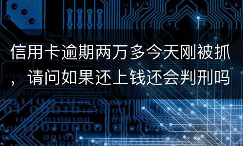 信用卡逾期两万多今天刚被抓，请问如果还上钱还会判刑吗