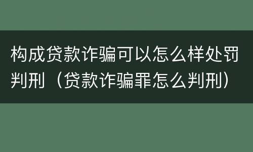 构成贷款诈骗可以怎么样处罚判刑（贷款诈骗罪怎么判刑）