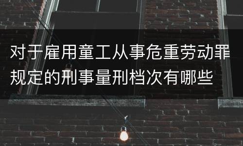 对于雇用童工从事危重劳动罪规定的刑事量刑档次有哪些