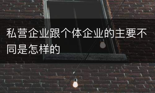 私营企业跟个体企业的主要不同是怎样的