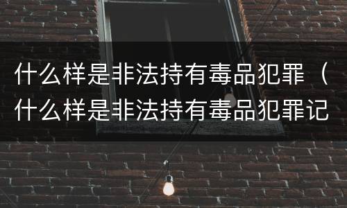 什么样是非法持有毒品犯罪（什么样是非法持有毒品犯罪记录）