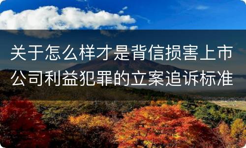 关于怎么样才是背信损害上市公司利益犯罪的立案追诉标准