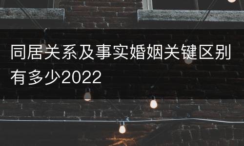同居关系及事实婚姻关键区别有多少2022